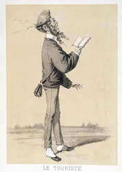 Cartoon van een Engelse toerist rond 1866
