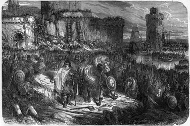 Karel III de Dikke (839-888) keizer van het Westen (881-887) en regent van Frankrijk (884-887) kampeerde onder de muren van Parijs zonder de Noormannen te durven bevechten, en verkoos hun terugtrekking af te kopen met geld