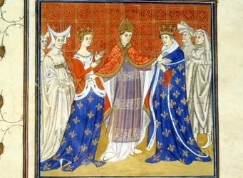 Karel IV de Schone en Blanche van Bourgondië - Miniatuur uit de Middeleeuwen