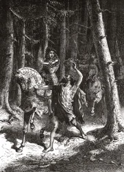Karel VI (in zijn waanzin) in het bos van Le Mans - in 