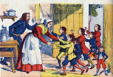 Terugkeer van de kinderen. Illustratie voor 