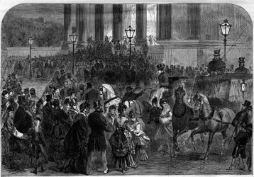 Kerstmis Mis om middernacht in de kerk van de Madeleine in Parijs in 1873.