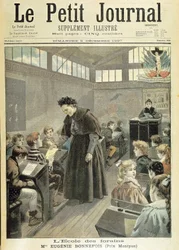 Klaslokaal van de kermisschool: Montyon-prijs aan Eugénie Bonnefois - in Le petit journal van 5 december
