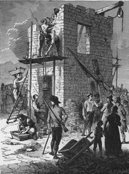 Bouw van een telegraafstation in 1793