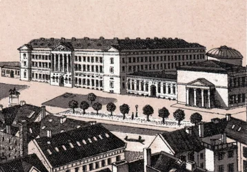 Kopenhagen, Denemarken: uitzicht op het kasteel van Christiansborg (Kasteel Christiansborg in Kopenhagen). in 