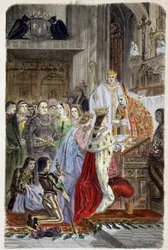 Kroning van keizer Otto I (912-973) door paus Johannes XII in 962 - in 