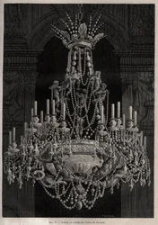Kristallen kroonluchter uit de Baccarat fabriek - gravure in 