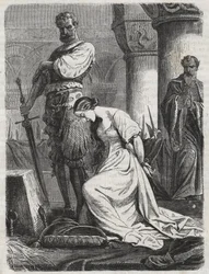 Dood van Katherine Howard, echtgenote van Hendrik VIII, gravure, 1864 - Catherine Hovard of Catherine Howard (Katherine of Katheryn)