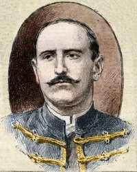 Dreyfus-affaire: portret van Alfred Dreyfus (1859-1935) na zijn degradatie tijdens het proces in Rennes in 1899.