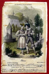 Duo tussen Giuditta Pasta en Gian Battista Rubini in de opera La Sonnambula door Vincenzo Bellini. Teatro Carcano van Milaan. 1831