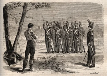 Executie van de Franse kolonel Charles de Labedoyere (1786-1815) doodgeschoten in Parijs op 19 augustus