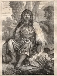 Expeditie rond de wereld (1785-1788) door Jean Francois Galaup de La Perouse (1741-1788): typen vrouwen van de haven van de Fransen (Alaska) - illustratie uit 