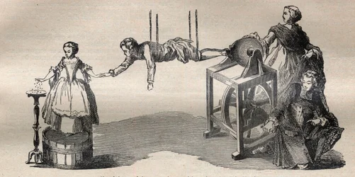 Ervaring met de elektrische machine door Francis Hauksbee de oudere (1666-1713) - Gravure in 