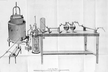 Ervaring van Lavoisier (gravure begin 19e eeuw)