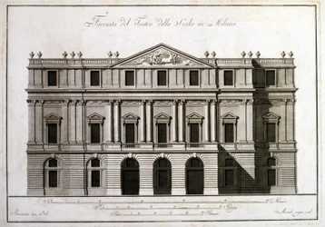 Gevel van het theater alla Scala in Milaan.