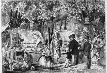 Fête des Loges: Een rotisserie opgezet in het bos van Saint Germain nabij Parijs