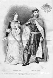 Fides Devries in de rol van Amelia en Victor Maurel (1848-1923) in die van Simon Boccanegra in de gelijknamige opera in drie bedrijven van Giuseppe Verdi, libretto van Francesco Maria Piave naar een toneelstuk van Antonio García Gutiérrez, een