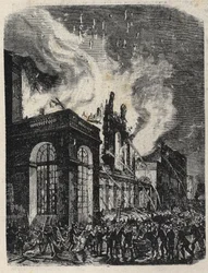 Brand van de Opera de la rue Lepelletier (Le Peletier) in Parijs op 28 oktober