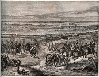Eerste coalitie: Slag bij La Favorite (Italië), januari 1797, tussen de Franse troepen van Napoleon en het Oostenrijkse leger tijdens de eerste Italiaanse campagne (1796-1797).