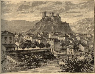 Foix - Ariège - Occitanië - gravure in 