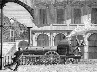Toevallige ontdekking van de aanwezigheid van elektriciteit in waterdamp - gravure