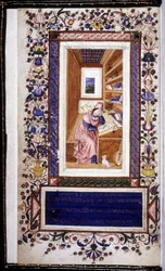 Francesco Petrarca (Petrarca) (1304 - 1374), miniatuur van de 15e eeuw. Bibioteca Trivulziana. Milaan