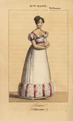 Franse actrice Louise-Charlotte-Theophile-Delphine Escoffie of Mlle Mante als Laure in het stuk L