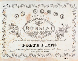 Frontispice van La flora compendium van de meest gevierde stukken (in fortepiano versie) door Gioacchino Rossini