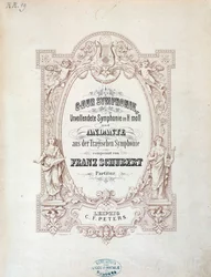 Frontispice van muziekpartituur van Onvoltooide symfonie door Franz Schubert