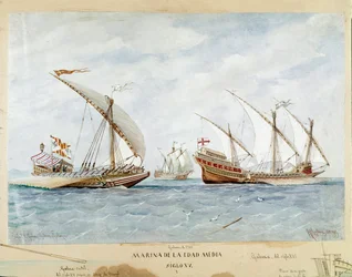 Galei en galeon uit de 15e eeuw