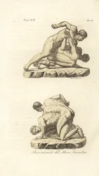 Griekse atleten die strijden in de vechtsport Pankration