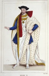 Hendrik II, koning van Frankrijk (1519 - 1559) gravure uit 1830