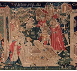 Geschiedenis van Sint Piat en Sint Eleuthère, Scene 12: De opstanding van de dochter van de tribuun (Comment Jehsucrist reclama le bon saint et ressuscita par chy la fille de tribun present son père et le commun)