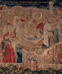 Geschiedenis van Sint Piat en Sint Eleuthère, Scène 6 Detail midden. Doopscène.