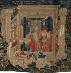 Geschiedenis van Sint Piat en Sint Eleuthère, Scène 9: De Heilige Éleuthère wordt bevestigd door de paus als de bisschop van Doornik