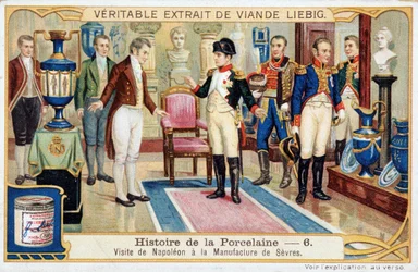 Geschiedenis van porselein: Bezoek van Napoleon Bonaparte (1769-1821) aan de fabriek van Sèvres - Liebig chromolithografie