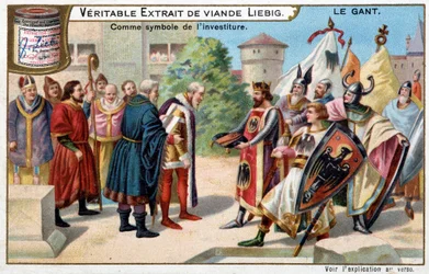 Geschiedenis van de handschoen: de handschoen als symbool van de investituur - Liebig chromolithografie