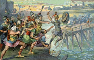 Horatius Cocles, legendarische held die de enige brug over de Tiber verdedigde, terwijl de jonge Romeinse Republiek werd bedreigd door de Etrusk Lars Porsenna, 507 v.Chr.