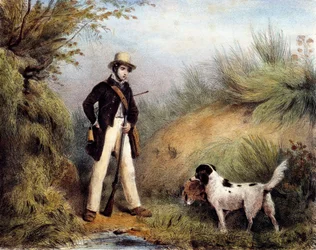 Jager met zijn hond (19e eeuw) Gien, jachtmuseum