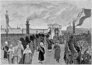 Illustratie van de begrafenis van Tsaar Alexander III in 1894