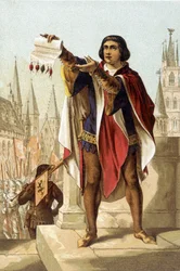 Jacob Van Artevelde. Burger van Gent (1290 tot 1345). Chromolithografie van 1880.
