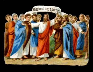 Jezus vertrouwt hun missies toe aan de apostelen (chromo)