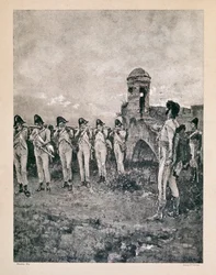 Joachim Murat (1767-1815), maarschalk van Frankrijk, koning van Napels, geëxecuteerd op 13/10/1815 in Calabrië. Afdrukken van de periode.