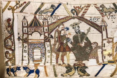 Koning Edward de Belijder stuurt Harold naar Normandië, Tapijt van Bayeux