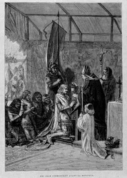 Koning Jan communiceert voor de slag (Poitiers?)