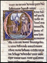 Koning Modreius. Manuscript: Verovering van de Heilige Graal, geschreven 717 jaar na de passie van onze heer. Bibliothèque municipale de Rennes, ms. 255 (Collectie van romans van de Ronde Tafel); Parijs