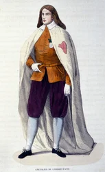 Ridder van de Orde van Avis (of Aviz), een Portugese ridderorde die in 1147 door koning Afonso I Henriques werd ingesteld voor de strijd tegen de Moren. Gravure uit de 19e eeuw.