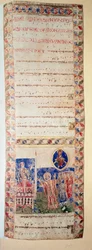 De zegening van de fontein (Ms.724/2-Carta2) Manuscript verlucht uit de 12e eeuw. Rome, Biblioteca Casanatense