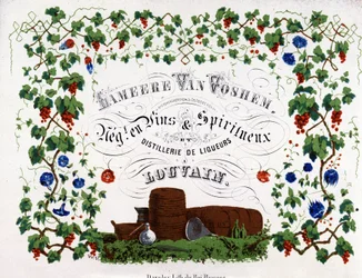 Label van Lameere Van Voshem, Belgische wijn- en sterke drankhandelaar. 1880