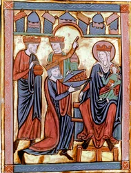 De aanbidding der wijzen. Miniatuur uit Liber Psalmorum of Psalter voor gebruik in Parijs (Ms Leber 6) 13e eeuw. Rouen, Bibliotheek